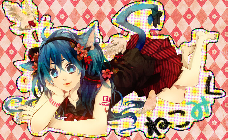 Blue-haired Anime Girl — Blue, Playful, Bird