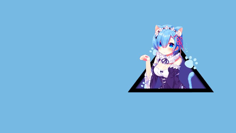 Blue-haired Anime Girl — Blue, Playful, Cat Ears, Flower Crown