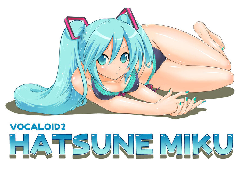 Blue-haired Anime Girl — Blue, Playful, Digital Art, Bikini
