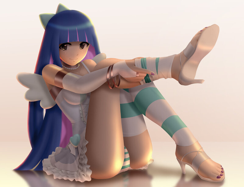 Blue-haired Anime Girl — Blue, Playful, Digital Art, Wings