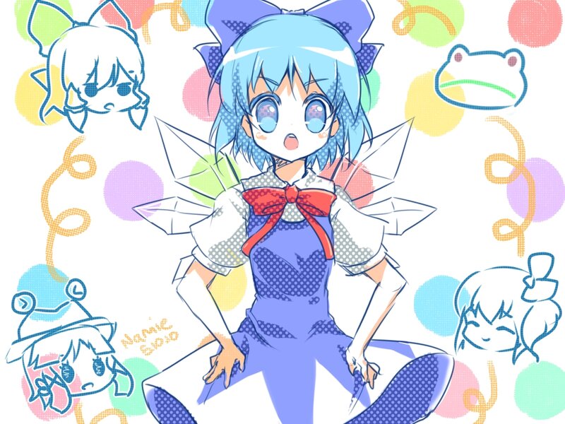 Blue-haired Anime Girl — Blue, Playful, Frog