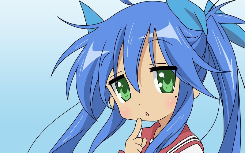 Blue-haired Anime Girl — Blue, Playful, Green Eyes, Sailor Uniform