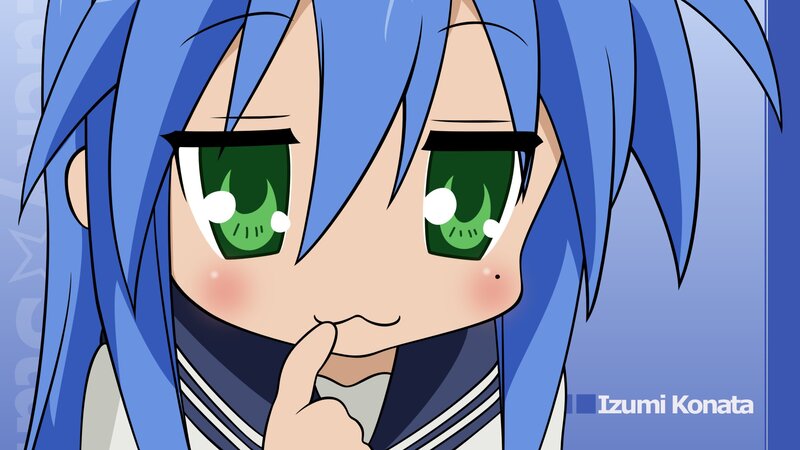 Blue-haired Anime Girl — Blue, Playful, Green Eyes, School Uniform, Blush