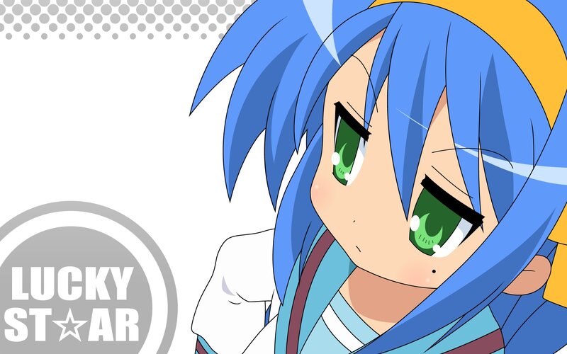 Blue-haired Anime Girl — Blue, Playful, Green Eyes, Yellow Hat