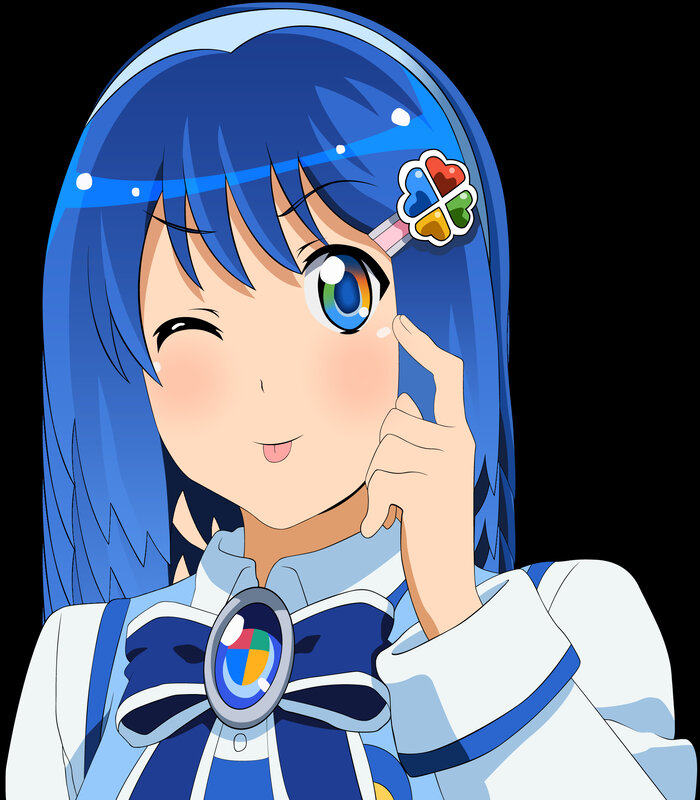 Blue-haired Anime Girl — Blue, Playful, Hair Clip
