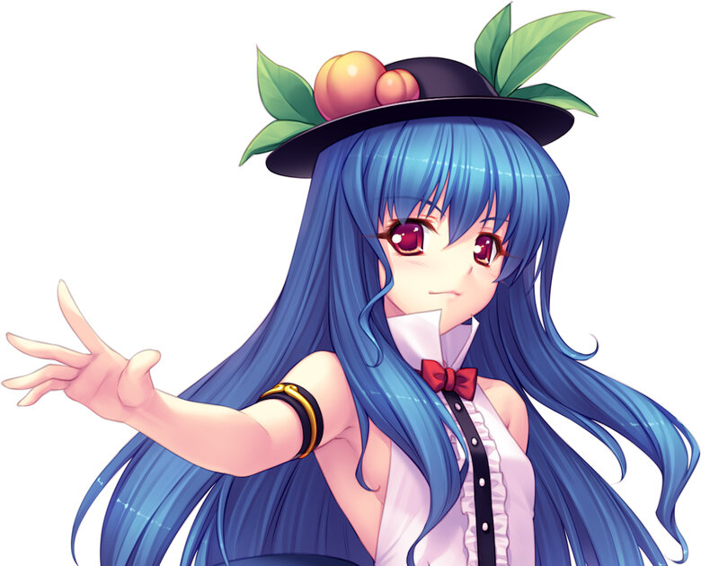 Blue-haired Anime Girl — Blue, Playful, Hat