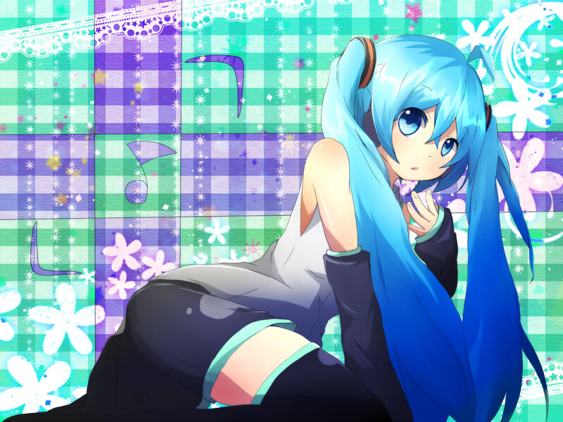 Blue-haired Anime Girl — Blue, Playful, Headphones