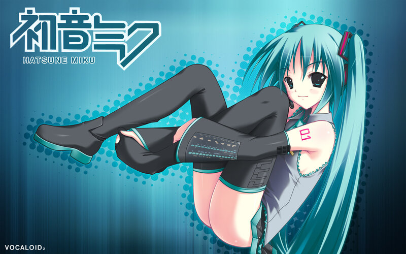 Blue-haired Anime Girl — Blue, Playful, Long Hair, Black Boots