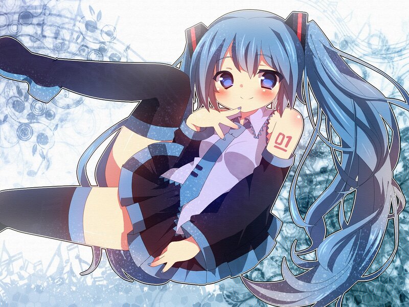 Blue-haired Anime Girl — Blue, Playful, Long Hair, Pigtails