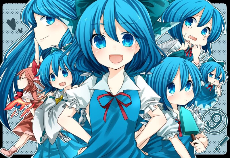 Blue-haired Anime Girl — Blue, Playful, Multiple Characters