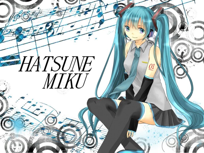 Blue-haired Anime Girl — Blue, Playful, Music Notes, Headphones