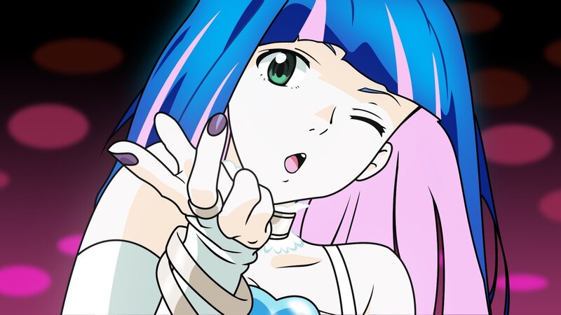 Blue-haired Anime Girl — Blue, Playful, Night, Green Eyes