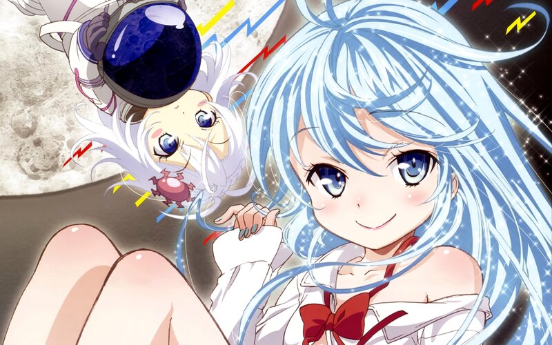 Blue-haired Anime Girl — Blue, Playful, Night