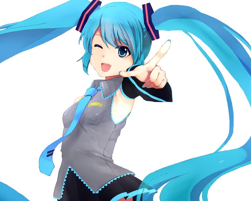 Blue-haired Anime Girl — Blue, Playful, Ponytail
