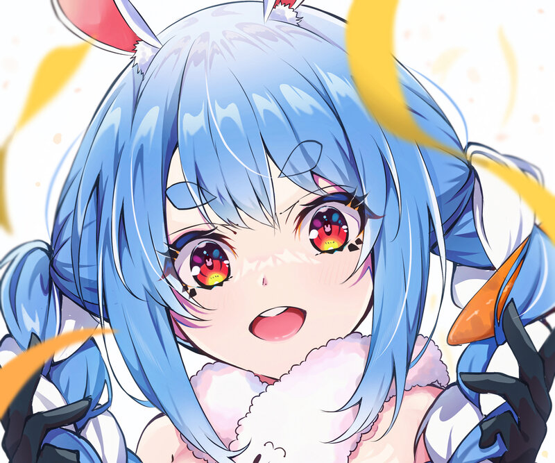 Blue-haired Anime Girl — Blue, Playful, Rabbit Ears, Pigtails