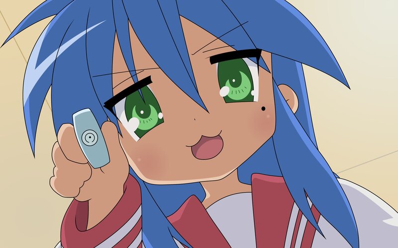 Blue-haired Anime Girl — Blue, Playful, Remote Control