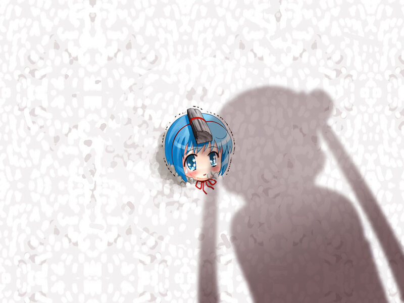 Blue-haired Anime Girl — Blue, Playful, Shadow