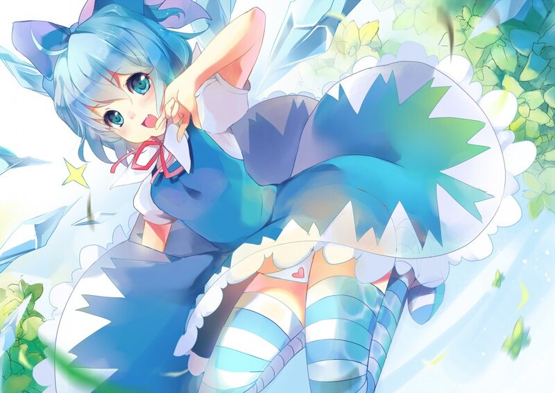 Blue-haired Anime Girl — Blue, Playful, Spring, Cat Ears