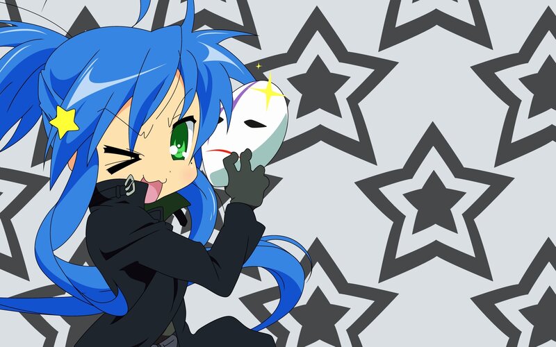 Blue-haired Anime Girl — Blue, Playful, Star Pattern
