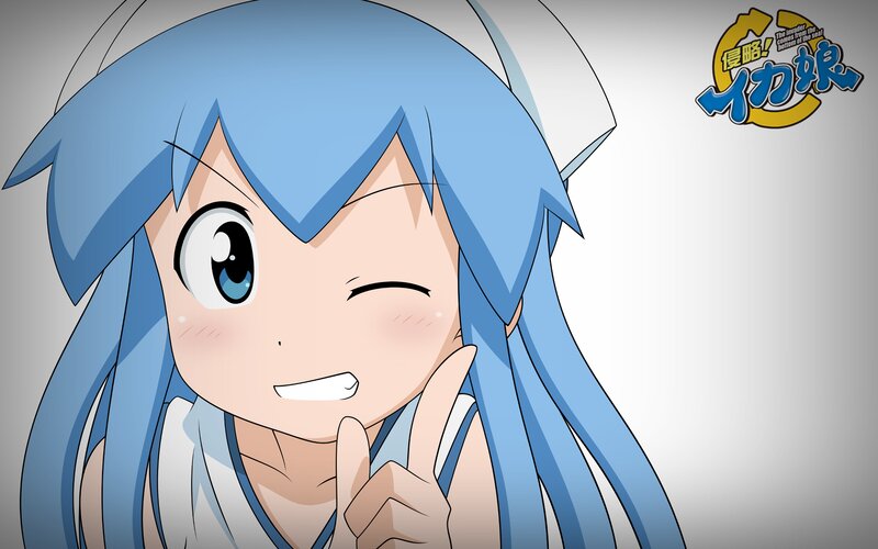 Blue-haired Anime Girl — Blue, Playful, Winking, Finger to Lips