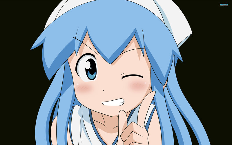 Blue-haired Anime Girl — Blue, Playful, Winking