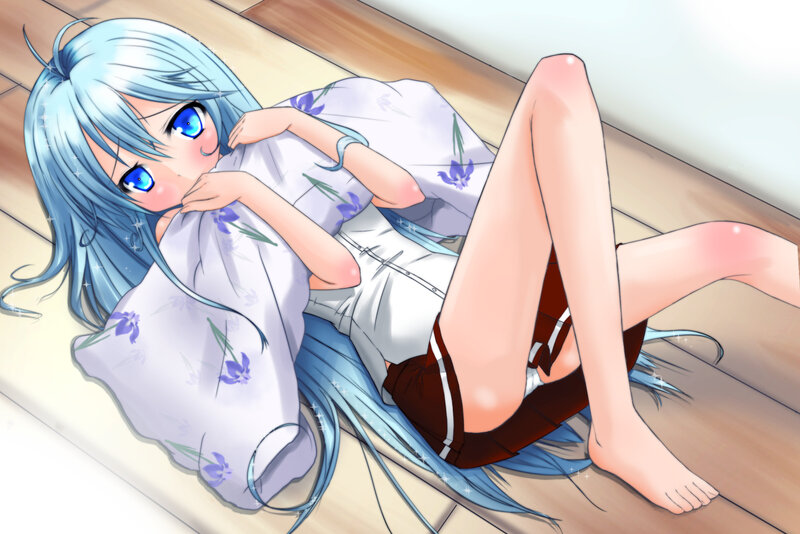 Blue-haired Anime Girl — Blue, Relaxed