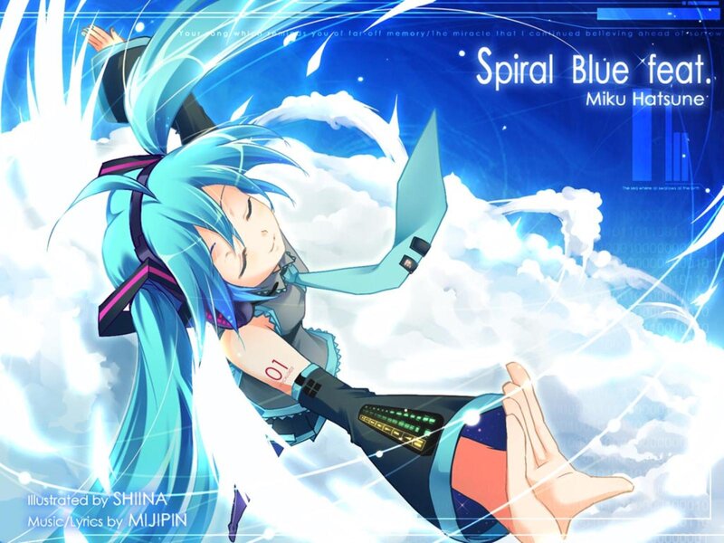 Blue-haired Anime Girl — Blue, Serene, Clouds