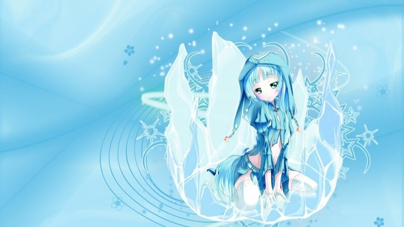 Blue-haired Anime Girl — Blue, Serene, Crystal