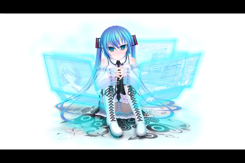 Blue-haired Anime Girl — Blue, Serene, Digital Art, Headphones