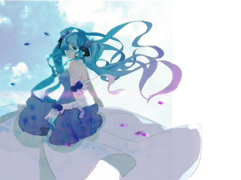 Blue-haired Anime Girl — Blue, Serene, Long Hair