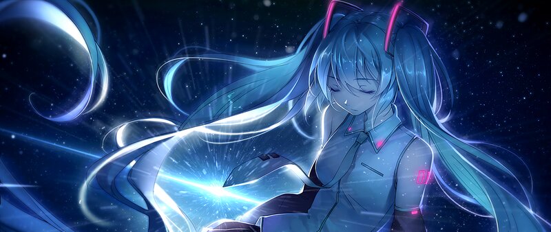 Blue-haired Anime Girl — Blue, Serene, Night, Digital Art, Cat Ears