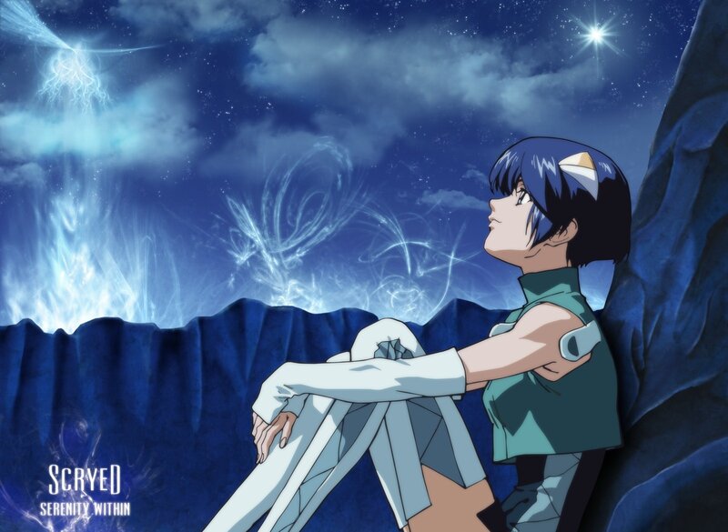Blue-haired Anime Girl — Blue, Serene, Night, Night Sky, Clouds, Stars
