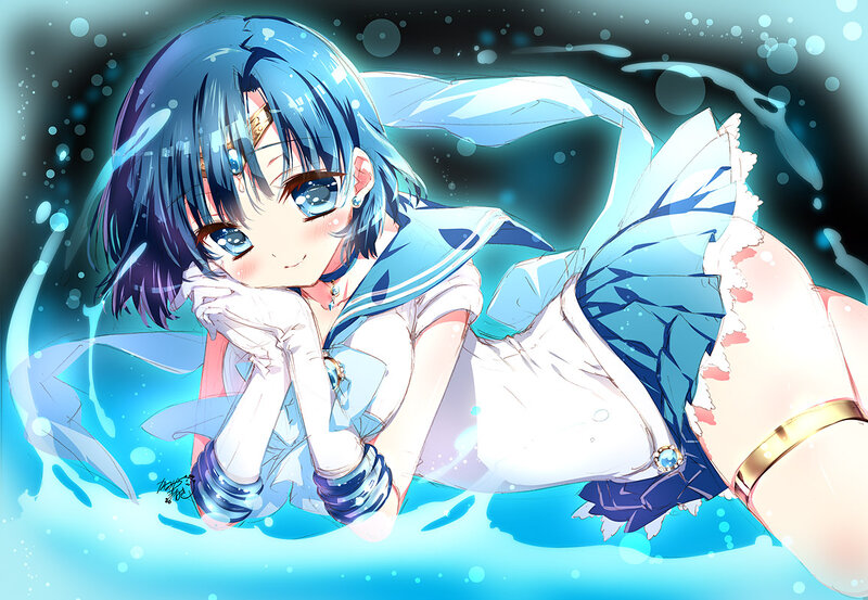 Blue-haired Anime Girl — Blue, Serene, Sailor Uniform