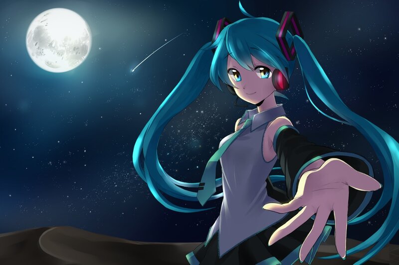 Blue-haired Anime Girl — Blue, Serene