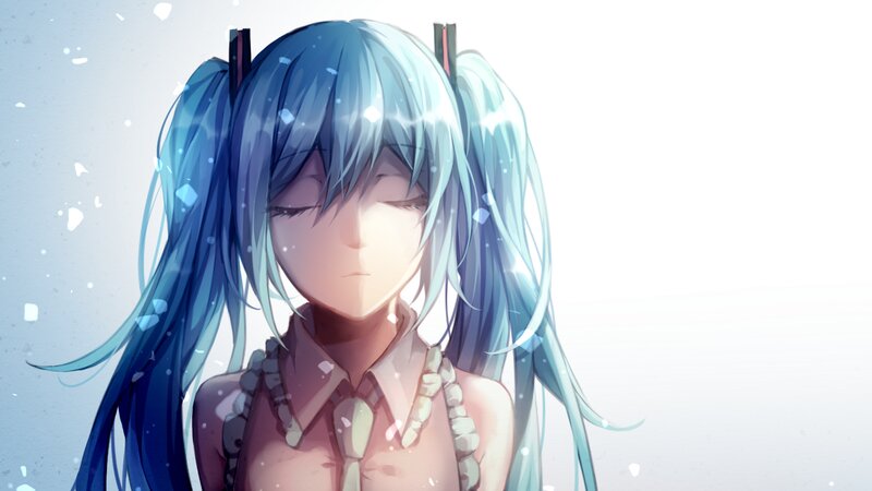 Blue-haired Anime Girl — Blue, Serene, Winter, Pigtails