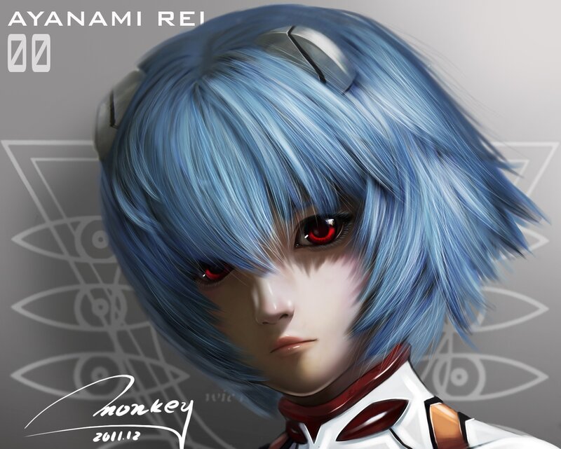 Blue-haired Anime Girl — Blue, Serious