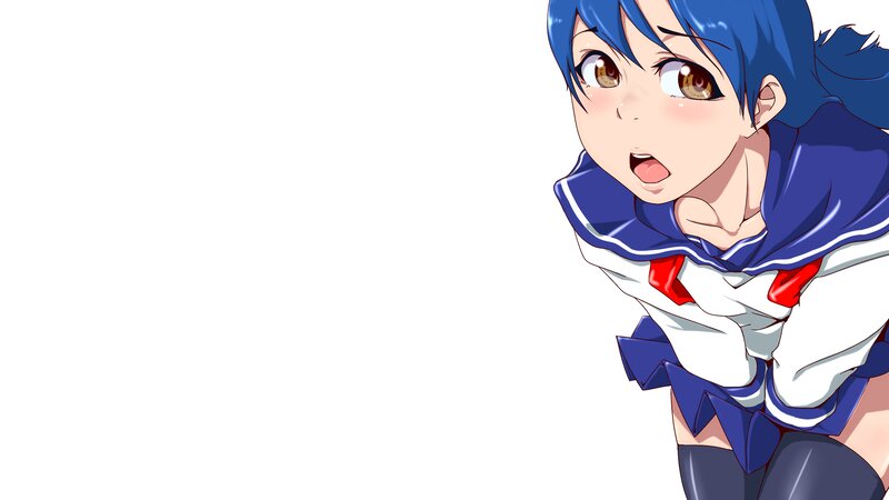 Blue-haired Anime Girl — Blue, Surprised, School Uniform