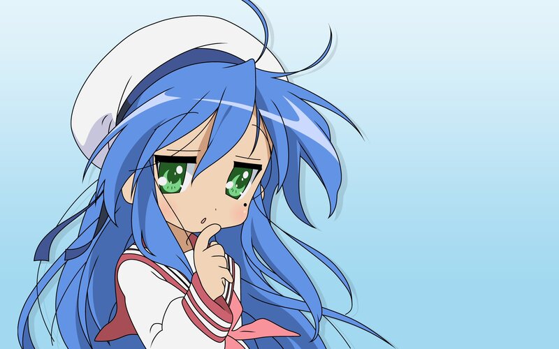 Blue-haired Anime Girl — Blue, Thoughtful, Sailor Uniform
