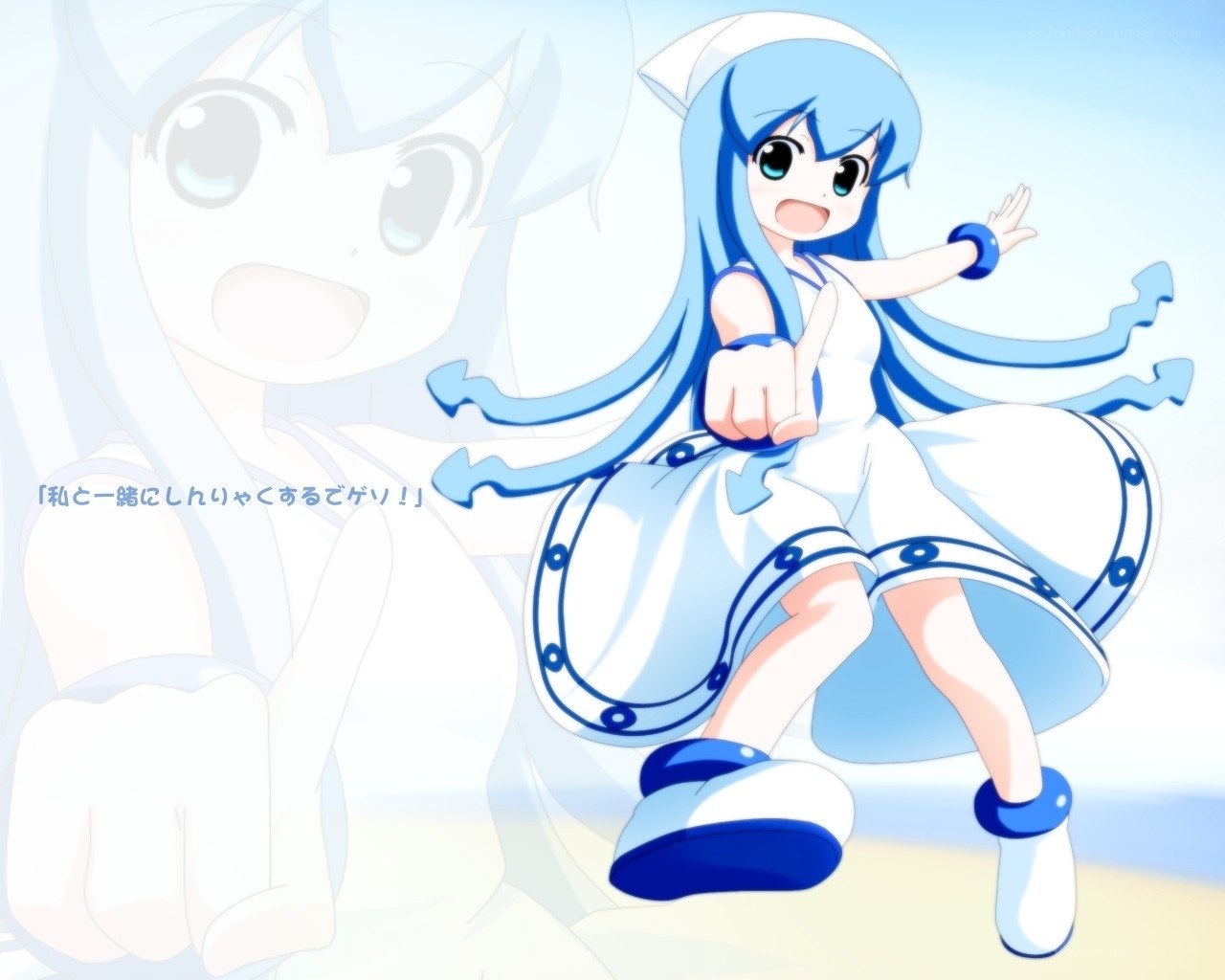 Blue-haired anime girl character
