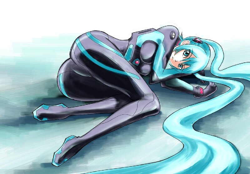 Blue-haired Anime Girl — Cyan, Calm, Digital Art, Long Hair, Futuristic Suit