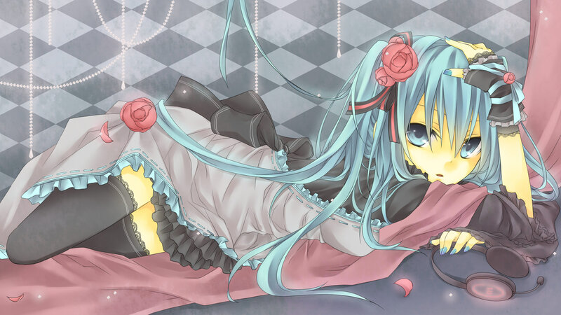 Blue-haired Anime Girl — Cyan, Calm, Digital Art, Rose