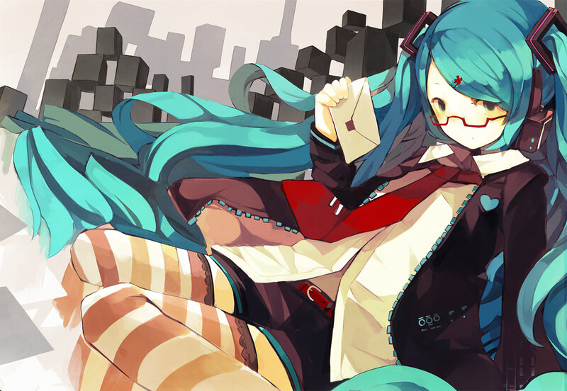 Blue-haired Anime Girl — Cyan, Calm, Glasses
