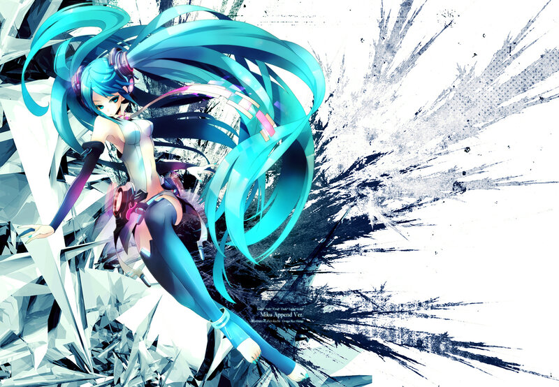 Blue-haired Anime Girl — Cyan, Dramatic, Digital Art, Long Hair, Crystal Shards
