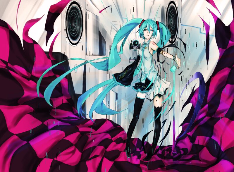 Blue-haired Anime Girl — Cyan, Dramatic, Digital Art, Long Hair