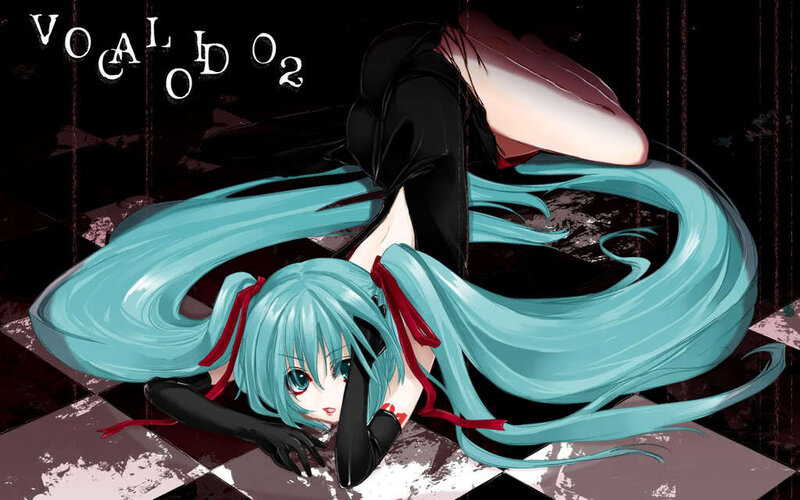 Blue-haired Anime Girl — Cyan, Dramatic, Long Hair, Black Gloves