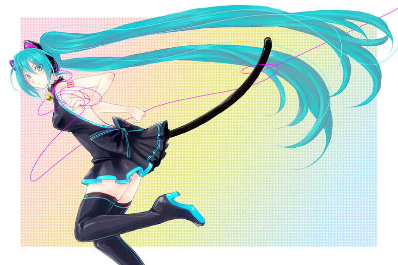 Blue-haired Anime Girl — Cyan, Dynamic, Cat Ears