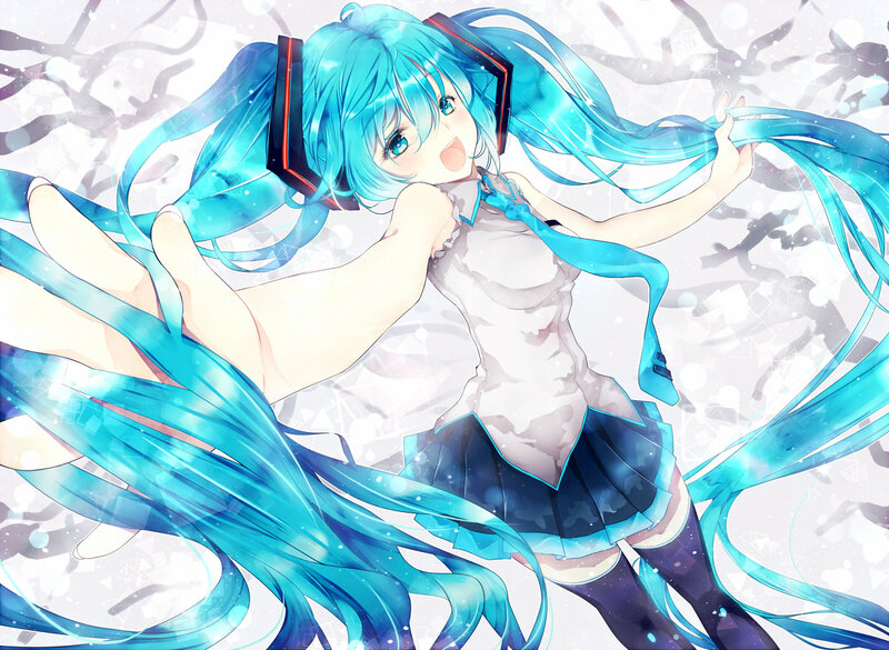 Blue-haired Anime Girl — Cyan, Dynamic, Headset, Skirt