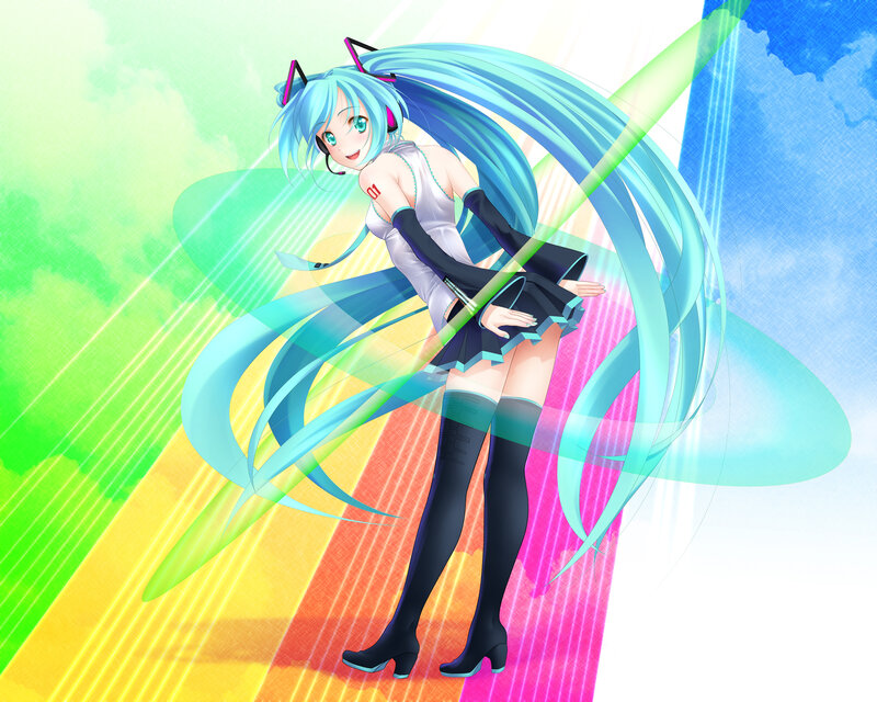 Blue-haired Anime Girl — Cyan, Dynamic, Headset
