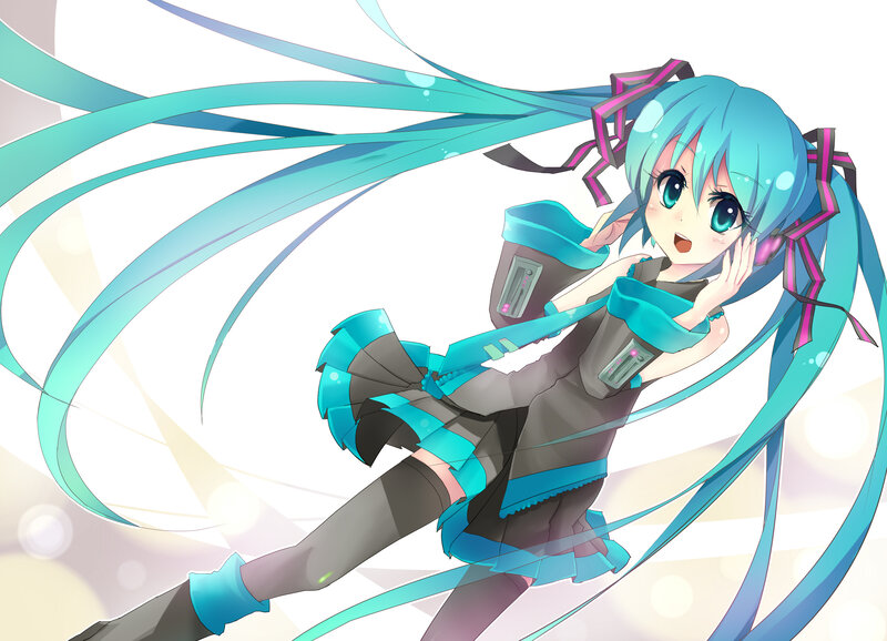 Blue-haired Anime Girl — Cyan, Dynamic, Long Hair, Ribbon