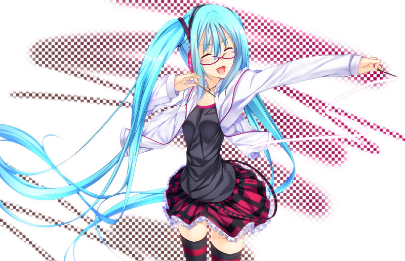 Blue-haired Anime Girl — Cyan, Energetic, Glasses